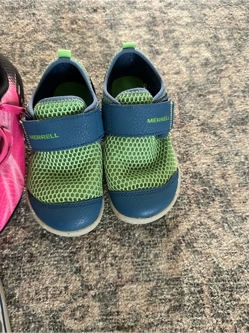 Merrell Kids Green and Blue Mesh Hook-and-Loop Water Shoes